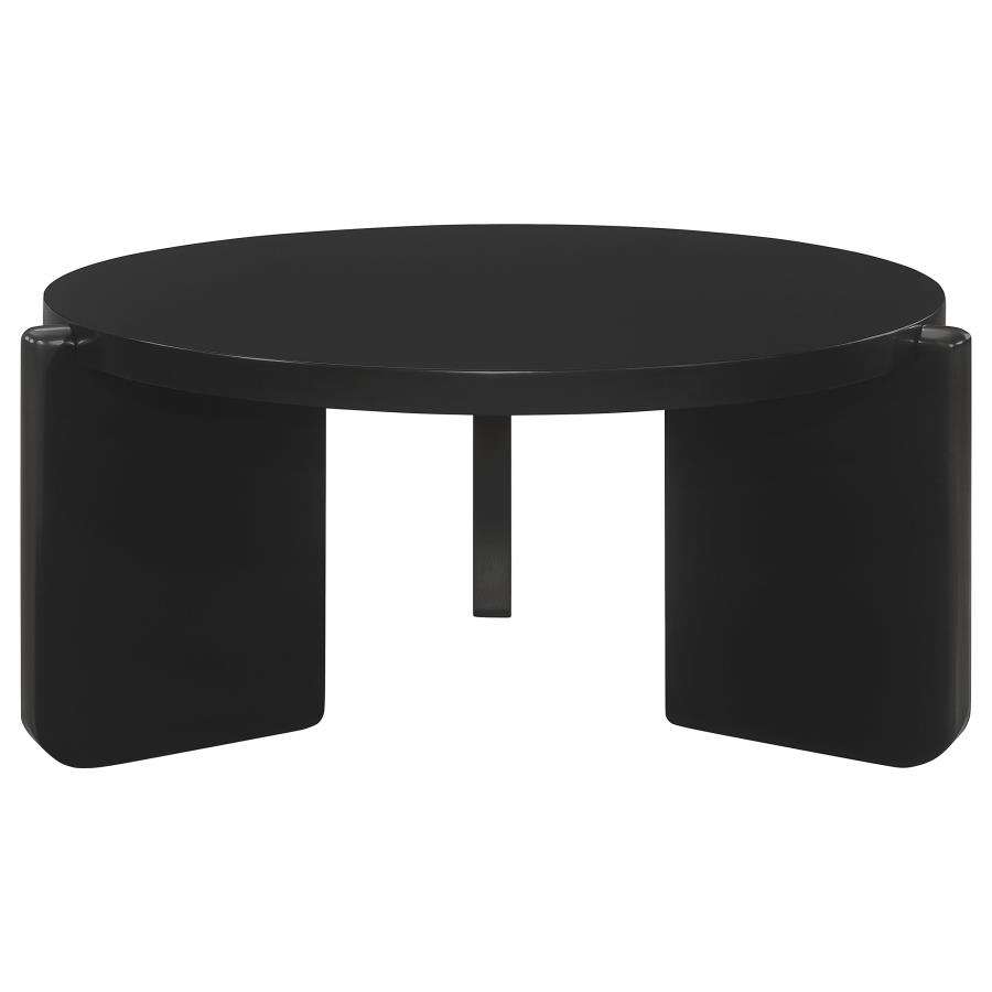 Cordova Round Solid Wood Coffee Table Black