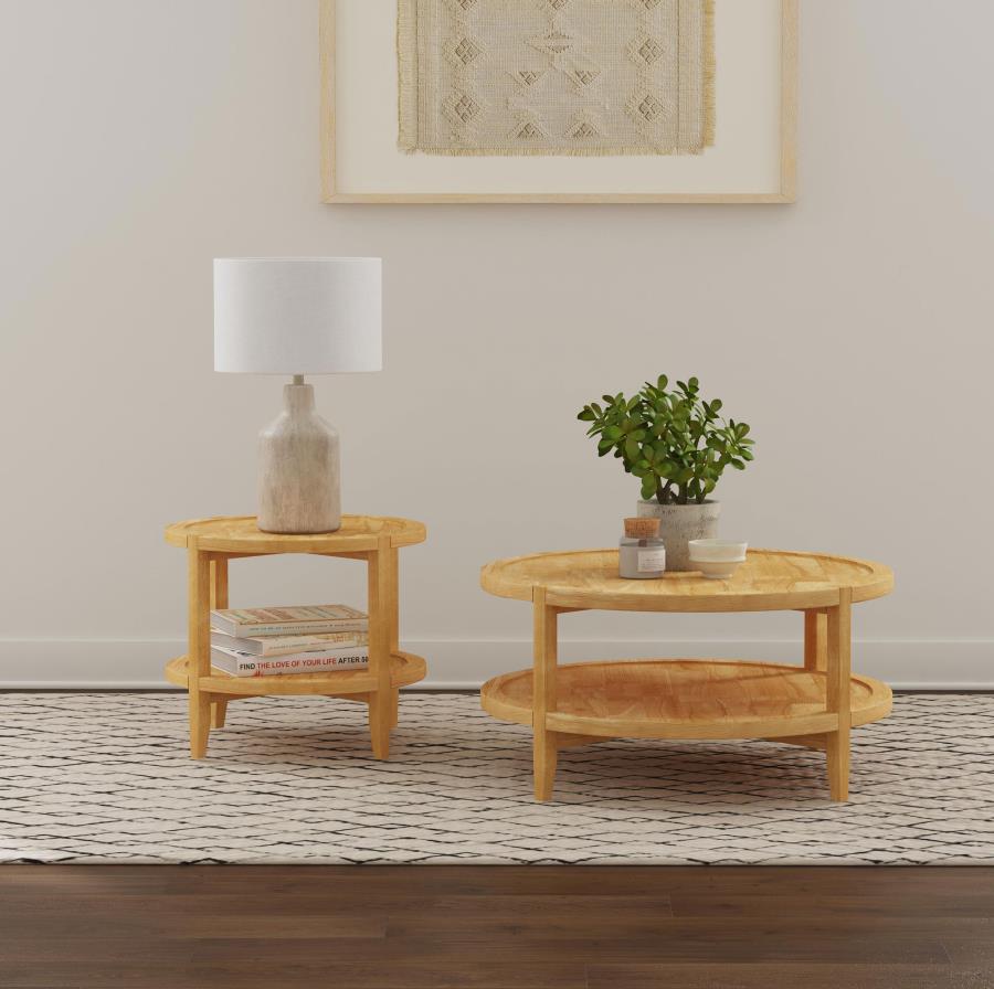Modal Additional Images for Camillo Round Solid Wood Side End Table Maple Brown