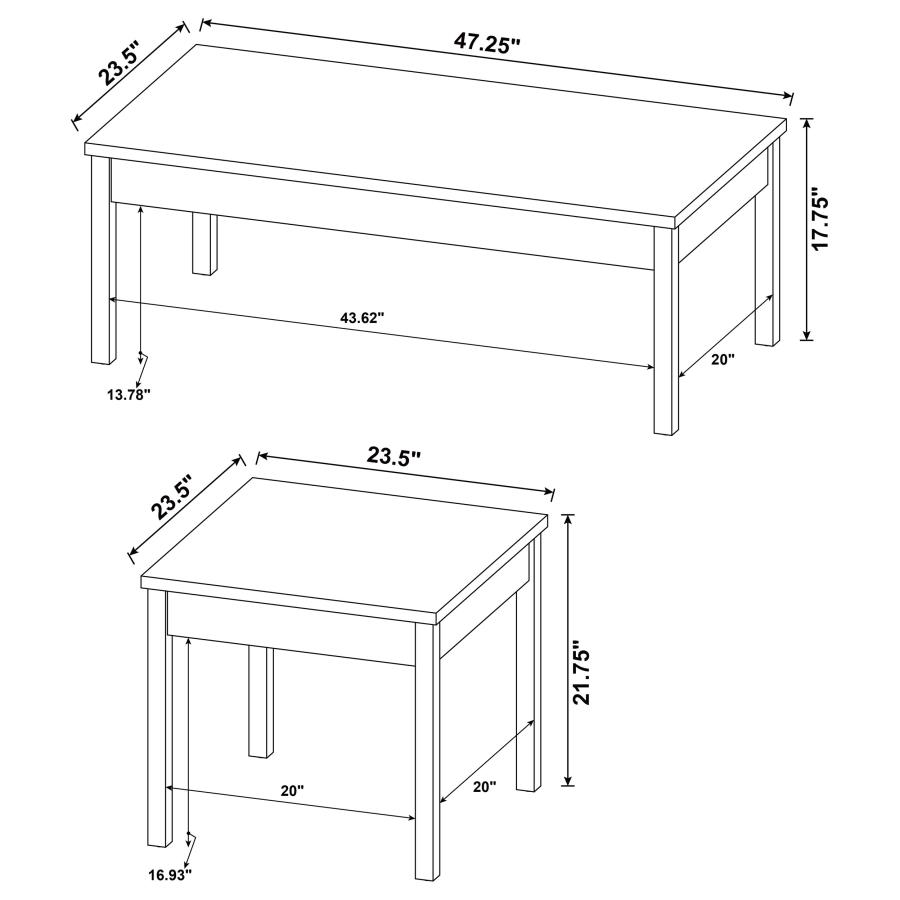 Modal Additional Images for Stacie 3-piece Coffee Table Set Distressed Pine and White