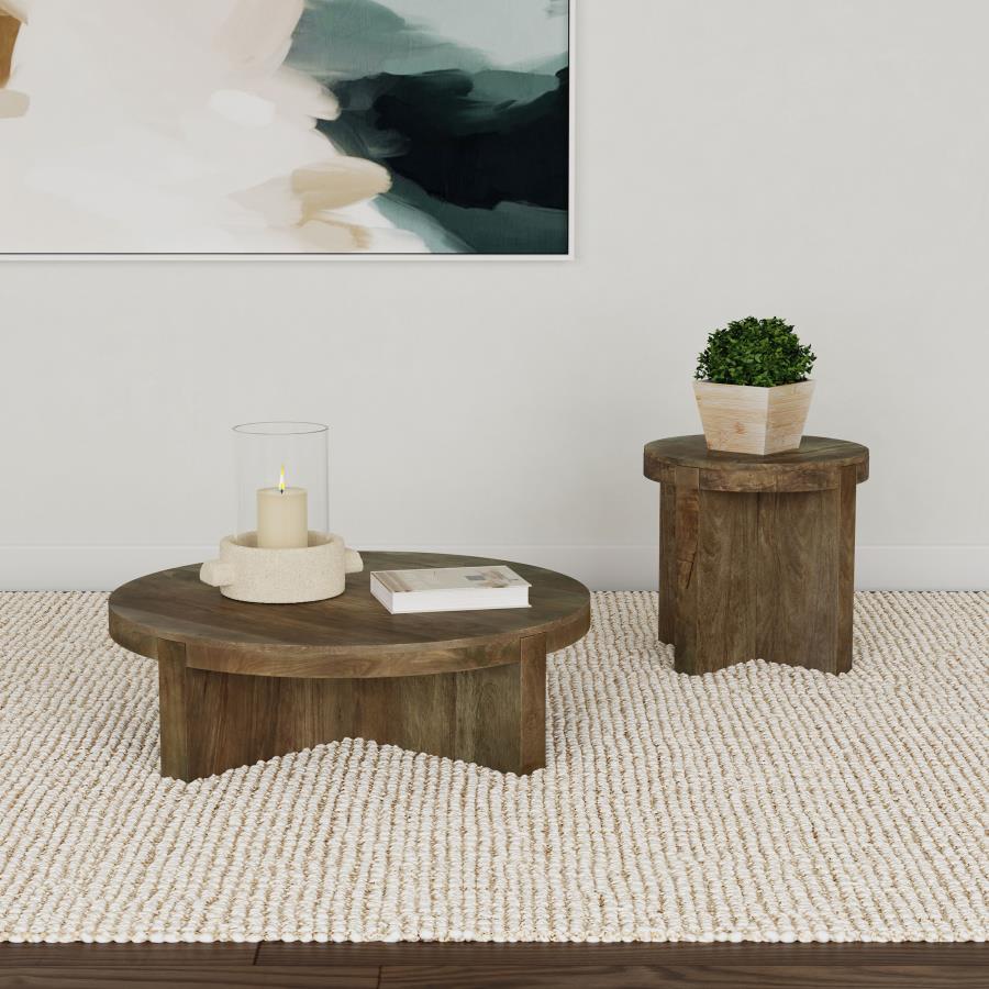 Modal Additional Images for Kinkaid Round Solid Mango Wood End Table Brown