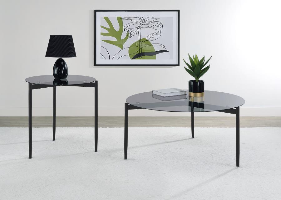 Modal Additional Images for Rosalie Round Smoked Glass Top Coffee Table Sandy Black