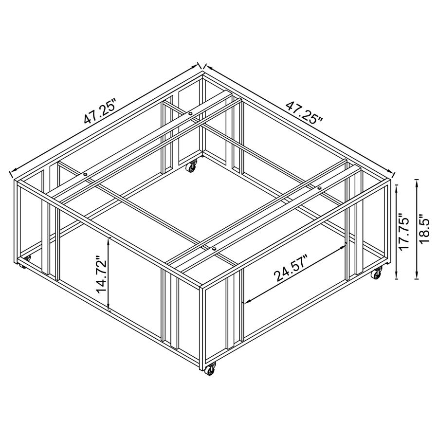 Modal Additional Images for Adri Square Glass Top Coffee Table with Casters Black Nickel