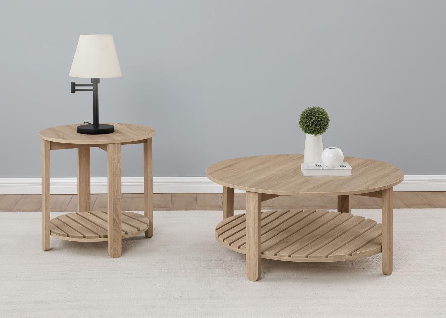 Modal Additional Images for Fowler 1-shelf Round Engineered Wood Coffee Table Natural