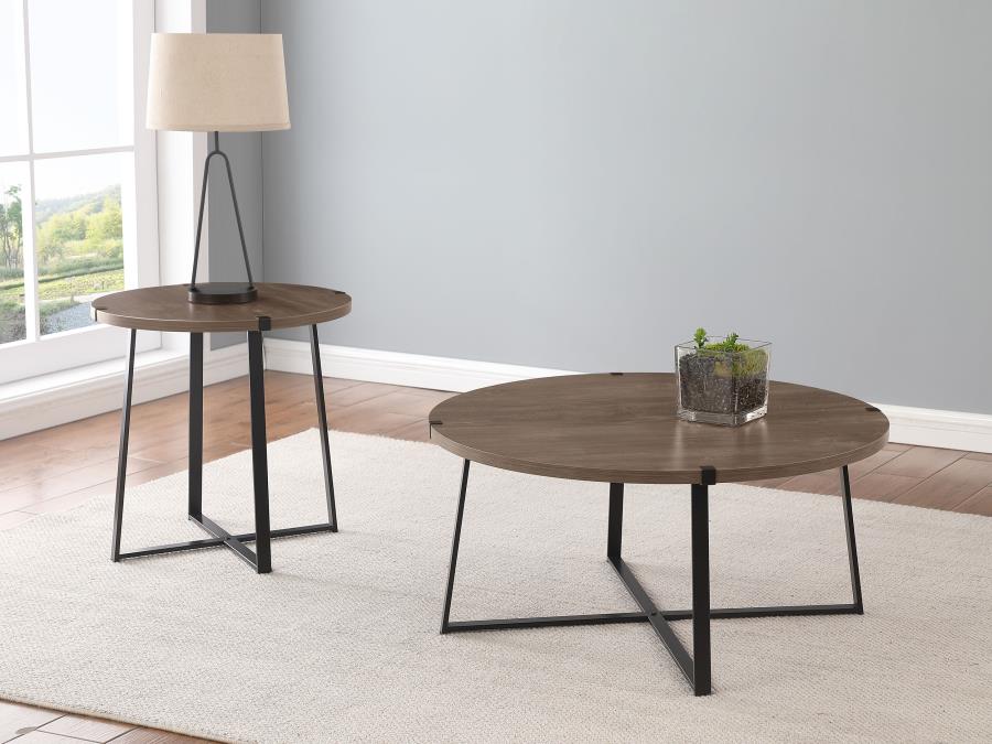 Modal Additional Images for Marcus Round Engineered Wood Side End Table Grey
