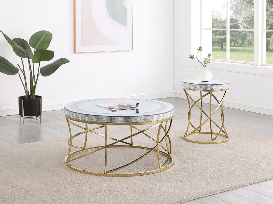 Modal Additional Images for Elise Round Mirror Top Stainless Steel Coffee Table Gold