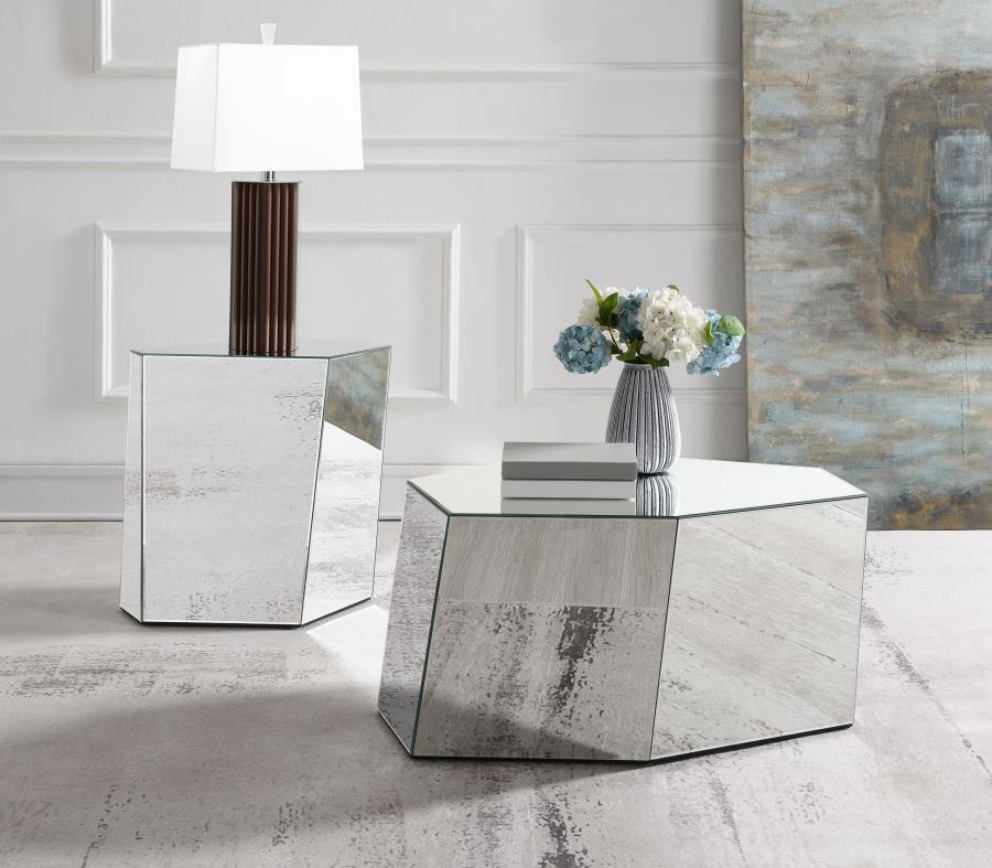 Modal Additional Images for Capella Mirrored Abstract Geometric End Table Silver
