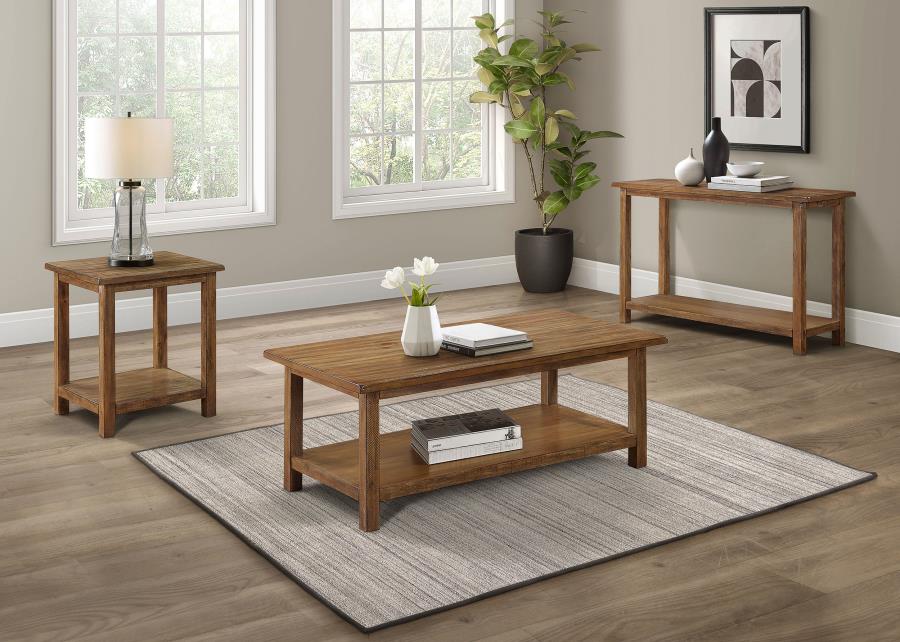 Modal Additional Images for Payne Wood End Table with Shelf Distressed Brown