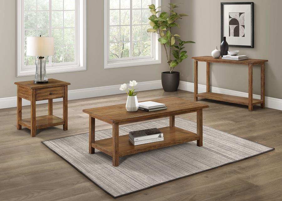 Modal Additional Images for Payne 1-drawer Wood End Table with Shelf Distressed Brown