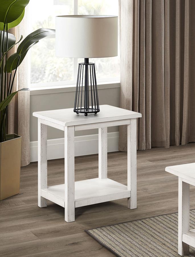 (image for) Payne Wood End Table with Shelf White