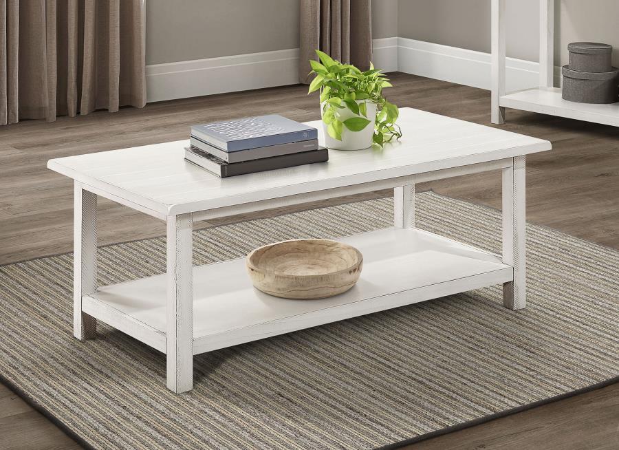 (image for) Payne Wood Coffee Table with Shelf White
