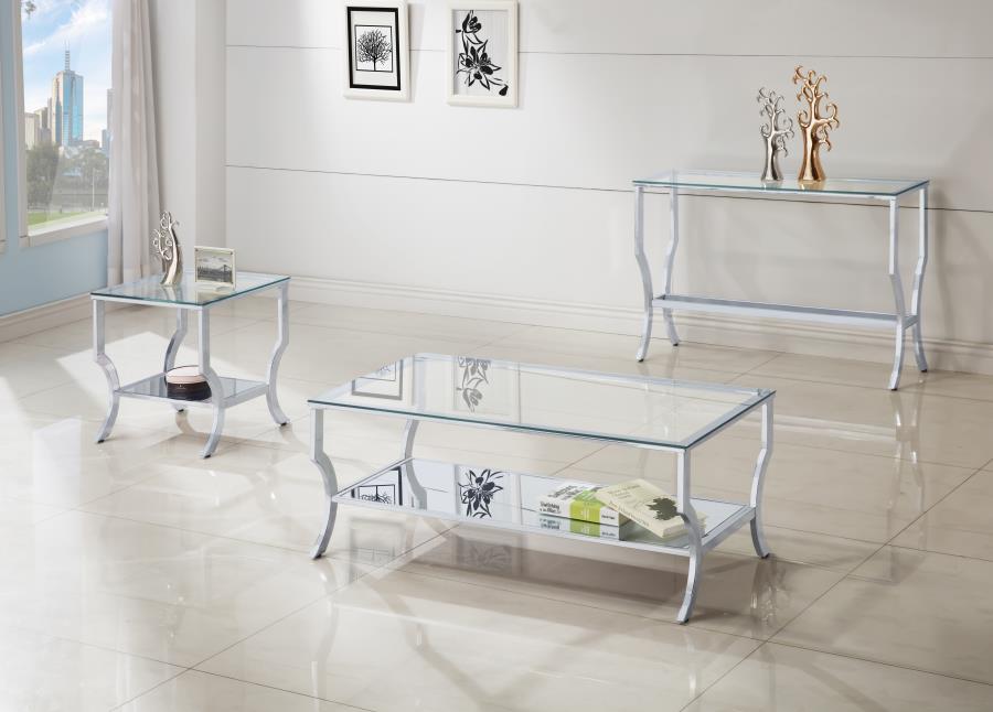 Modal Additional Images for Saide Square Glass Top Side End Table Chrome