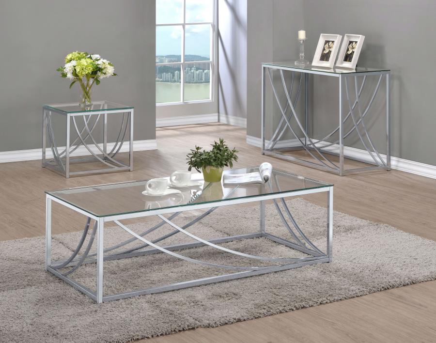 Modal Additional Images for Lille Square Glass Top Side End Table Chrome