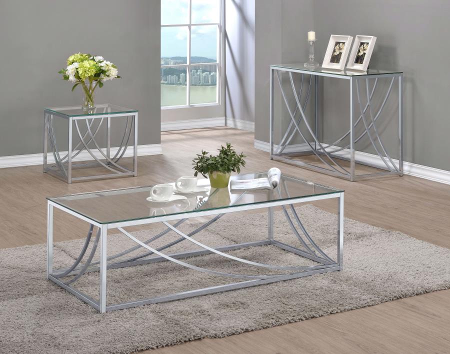 Modal Additional Images for Lille Glass Top Entryway Sofa Console Table Accents Chrome