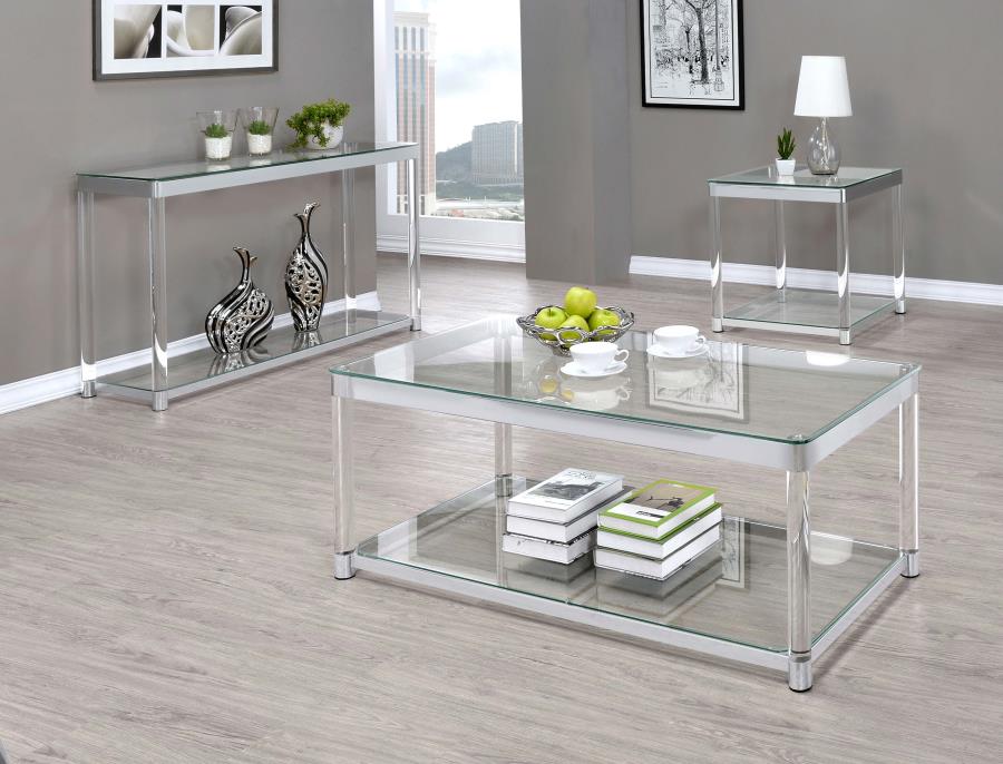 Modal Additional Images for Anne Square Glass Top Acrylic Leg Side End Table Chrome