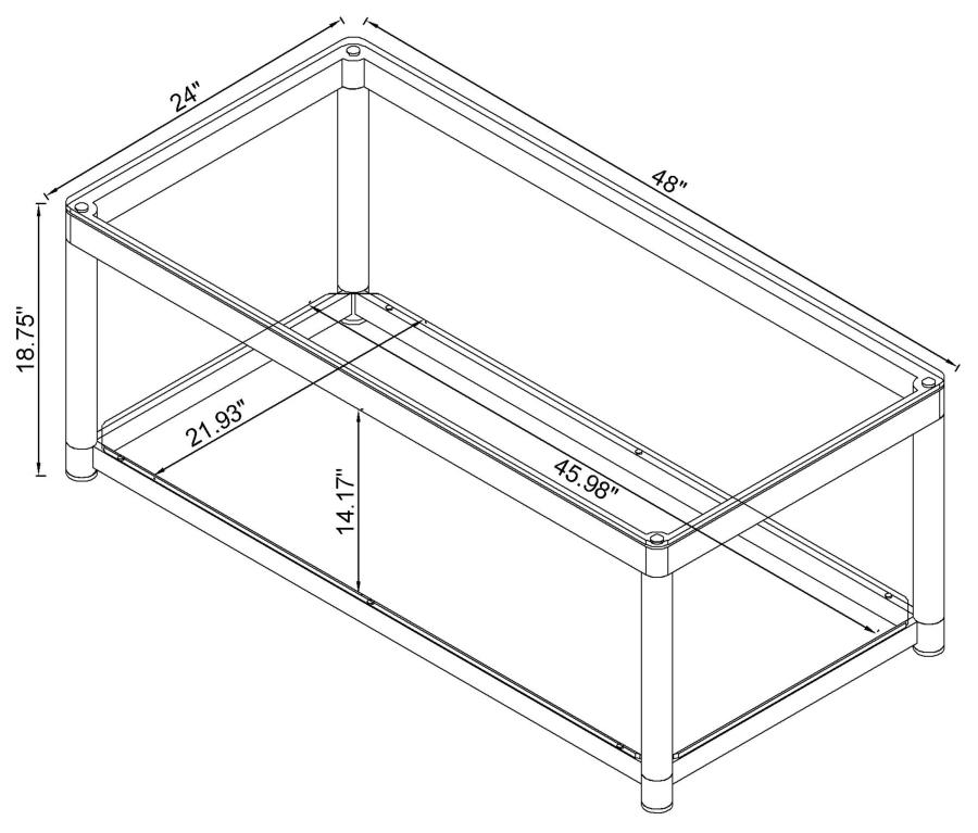 Anne Rectangular Glass Top Acrylic Leg Coffee Table Chrome