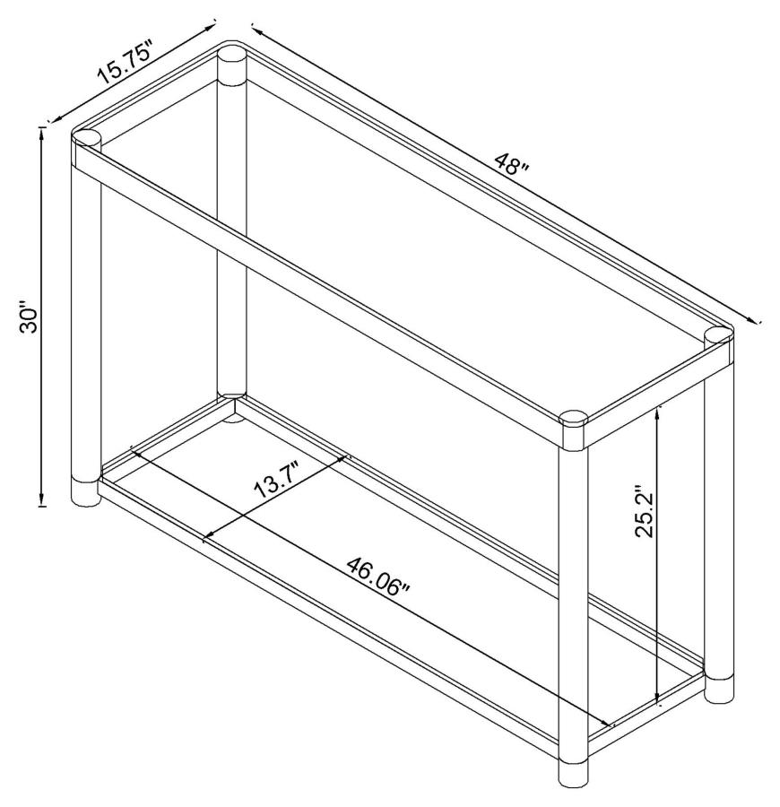 Modal Additional Images for Anne Acrylic Glass Top Entryway Sofa Console Table Chrome