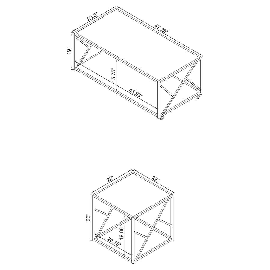 Modal Additional Images for Provins 3-piece Occasional Table Set Clear Mirror and Chrome