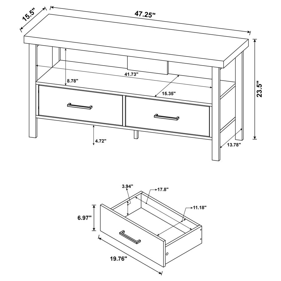 Modal Additional Images for Ruston 2-drawer Engineered Wood 48" TV Stand Weathered Pine