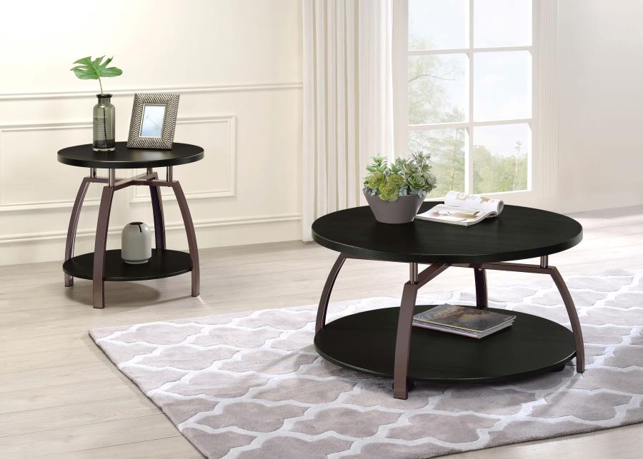Modal Additional Images for Dacre Round Engineered Wood Top Coffee Table Dark Grey
