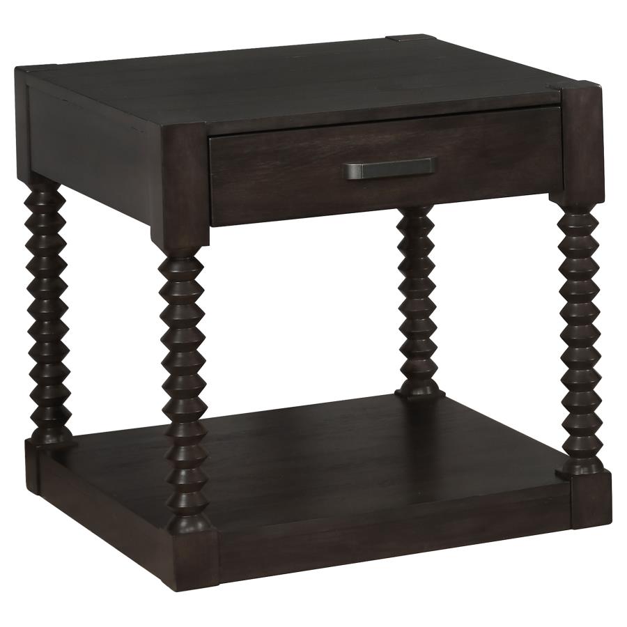 (image for) Meredith 1-drawer Rectangular Side End Table Coffee Bean