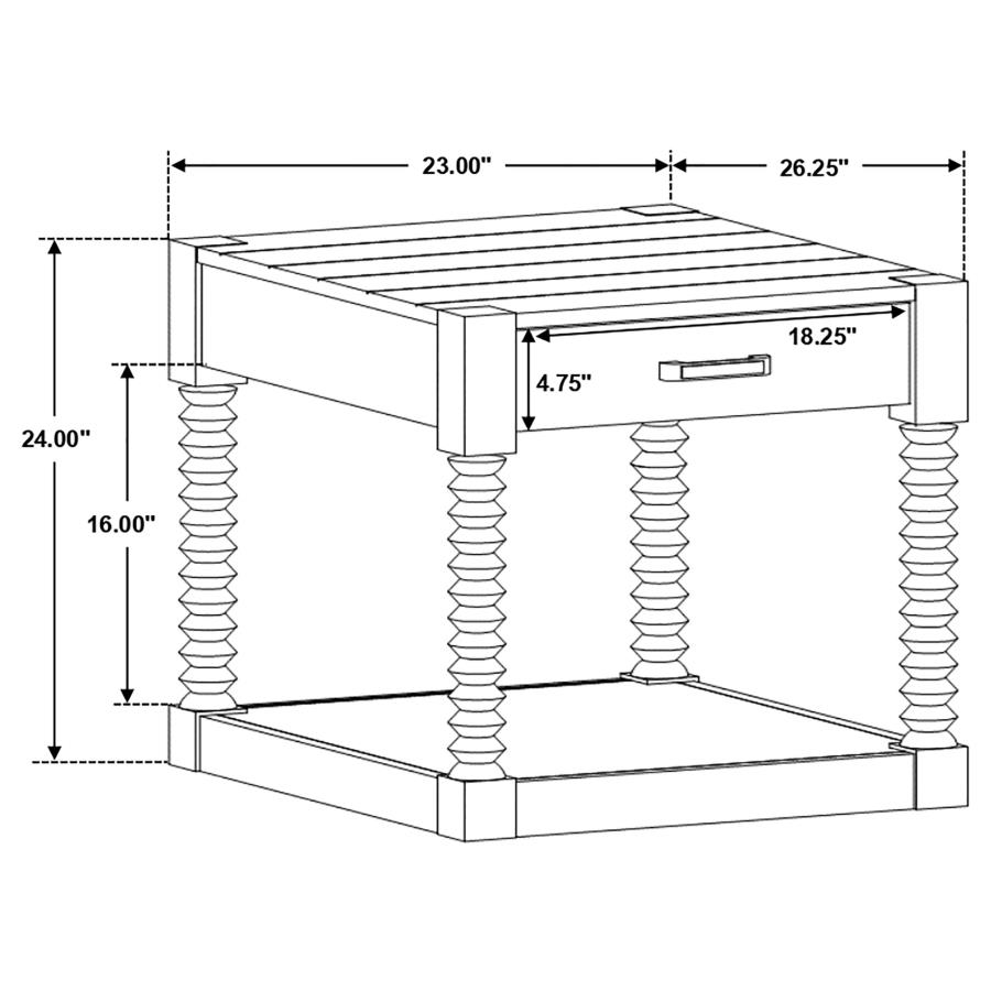 Meredith 1-drawer Rectangular Side End Table Coffee Bean