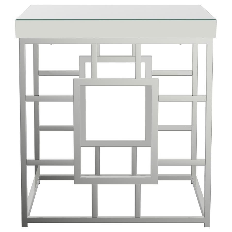 Dafina Square Mirrored Top Side End Table Chrome