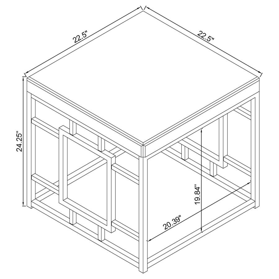 Dafina Square Mirrored Top Side End Table Chrome