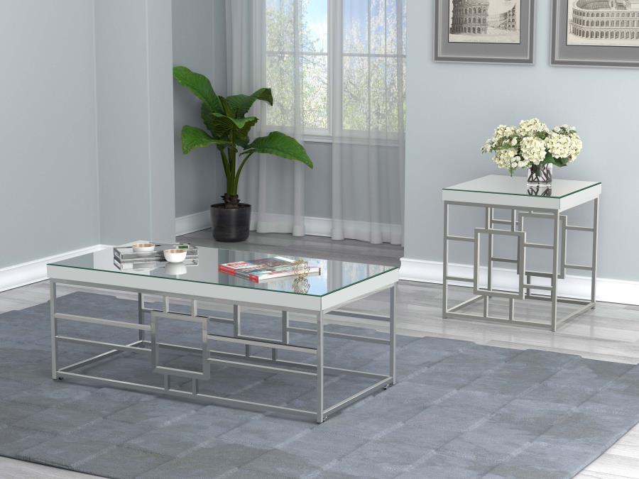 Modal Additional Images for Dafina Square Mirrored Top Side End Table Chrome