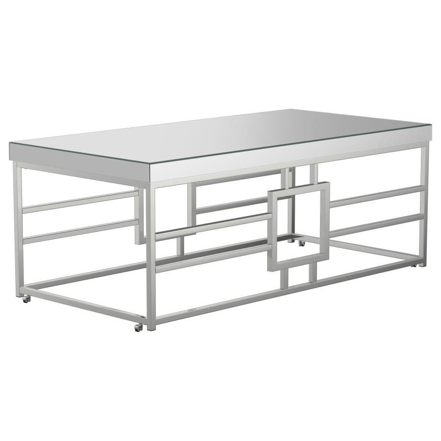 (image for) Dafina Rectangular Mirrored Top Coffee Table Chrome