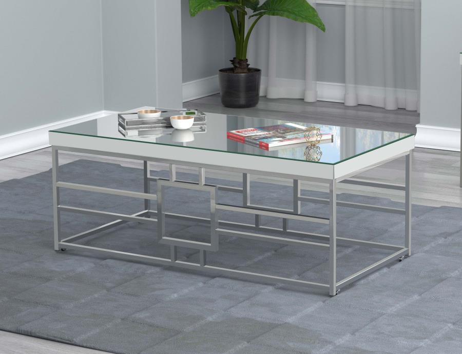 Dafina Rectangular Mirrored Top Coffee Table Chrome