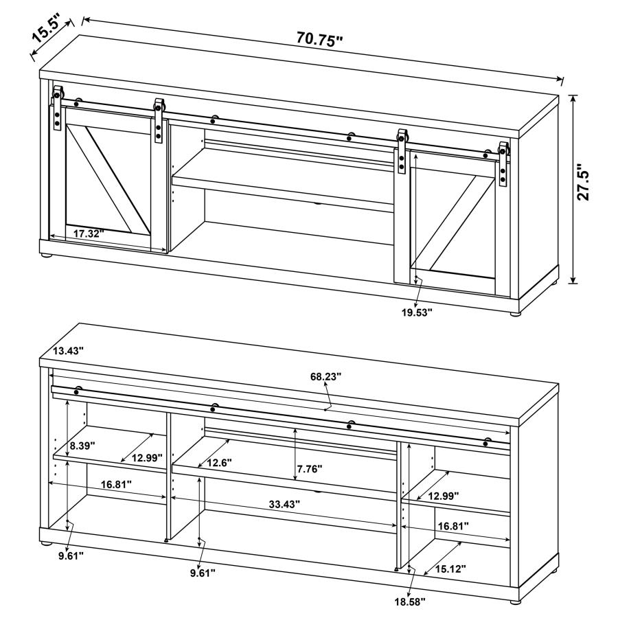 Modal Additional Images for Brockton 2-door Engineered Wood 71" TV Stand Grey Driftwood