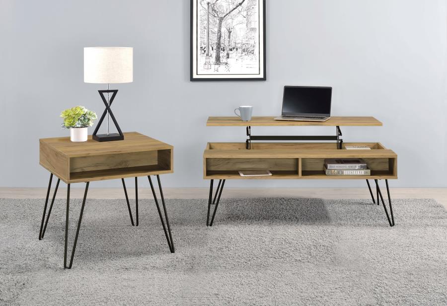 Modal Additional Images for Fanning Engineered Wood Lift Top Coffee Table Golden Oak