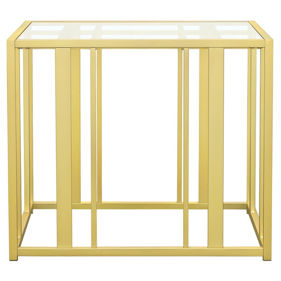 Adri Rectangular Glass Top Side End Table Matte Brass