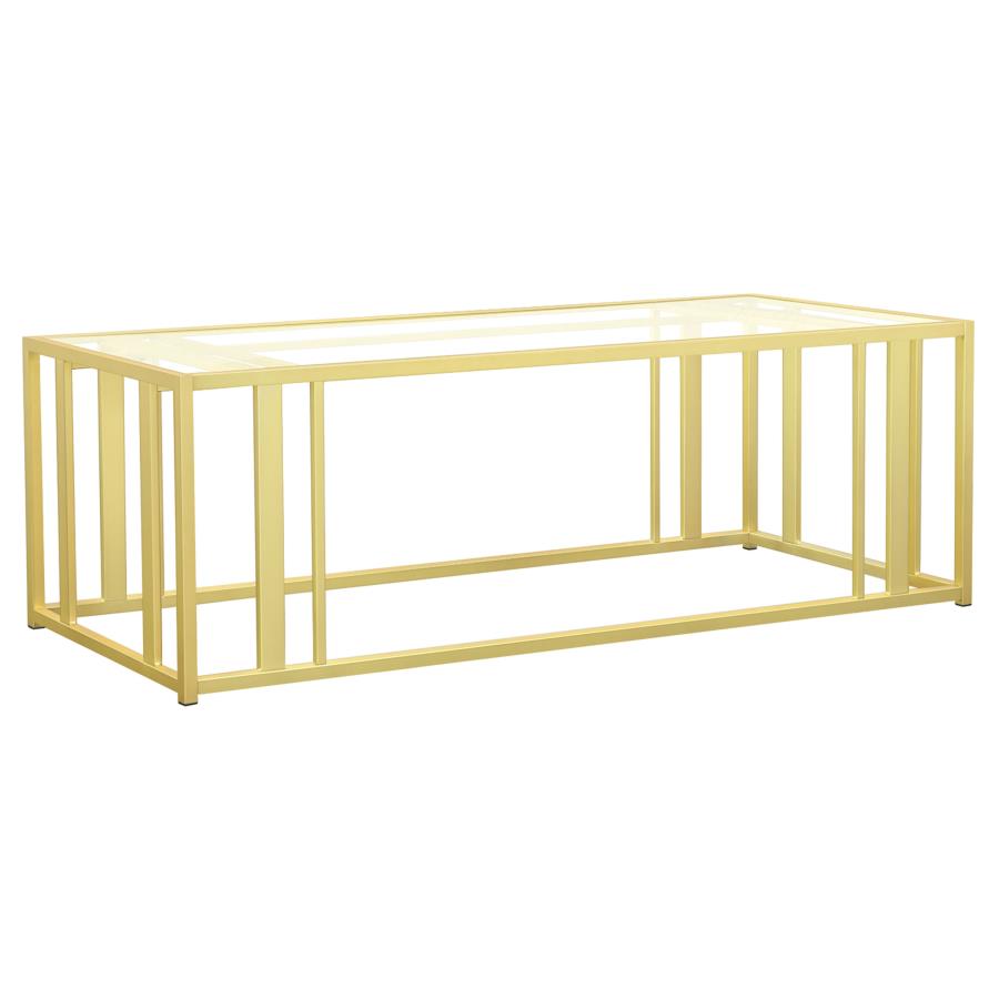 (image for) Adri Rectangular Glass Top Coffee Table Matte Brass