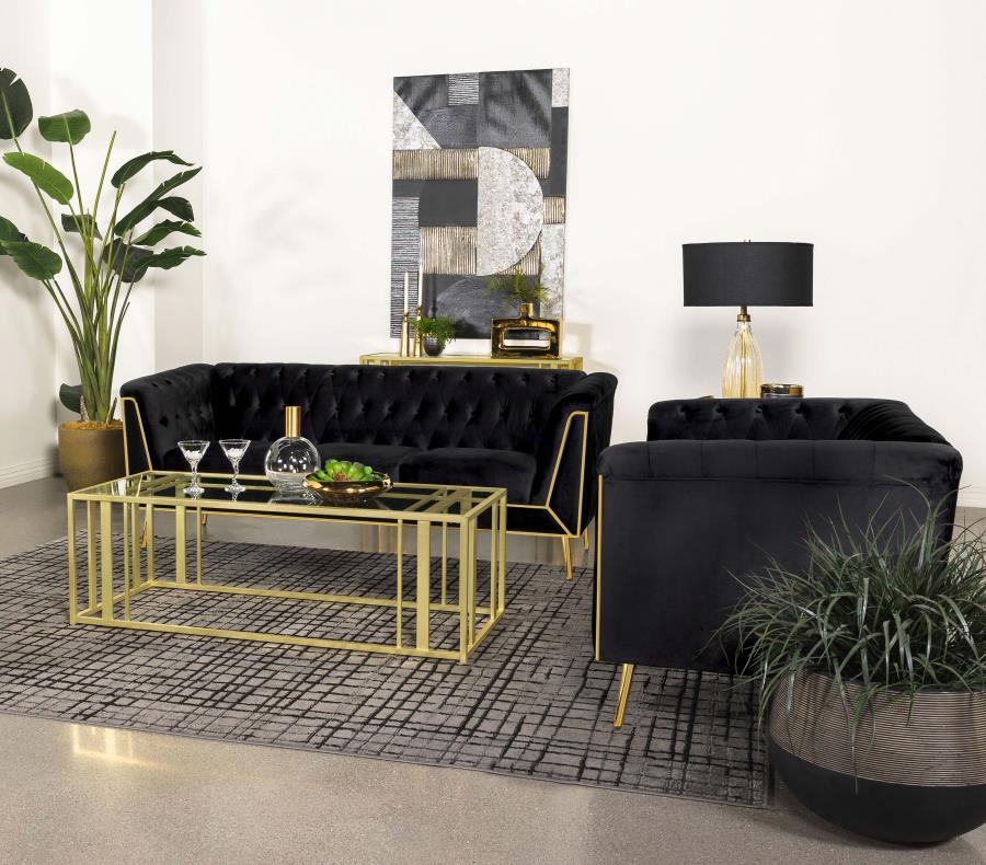 Modal Additional Images for Adri Rectangular Glass Top Coffee Table Matte Brass