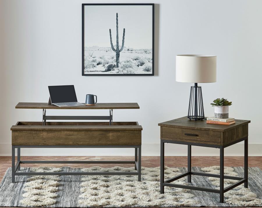 Modal Additional Images for Byers 1-drawer Square Engineered Wood End Table Brown Oak