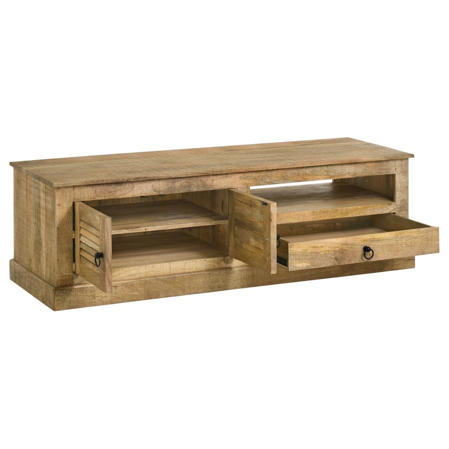 Zabel 2-door Solid Mango Wood 58" TV Stand Natural