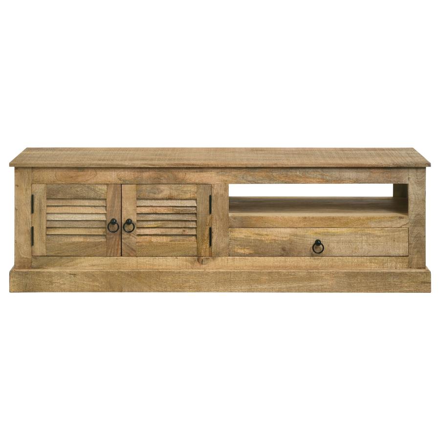Zabel 2-door Solid Mango Wood 58" TV Stand Natural