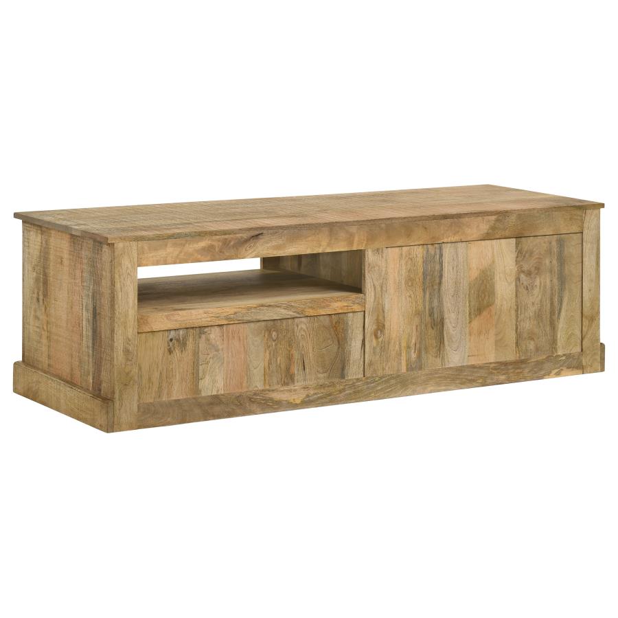 Zabel 2-door Solid Mango Wood 58" TV Stand Natural