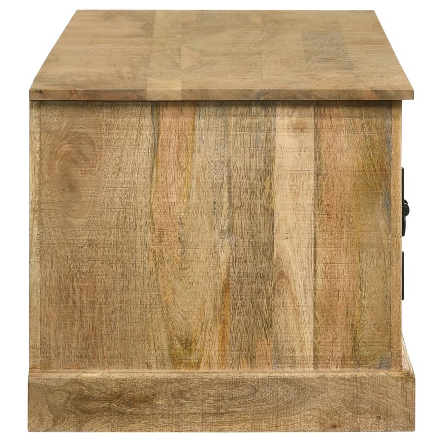 Zabel 2-door Solid Mango Wood 58" TV Stand Natural