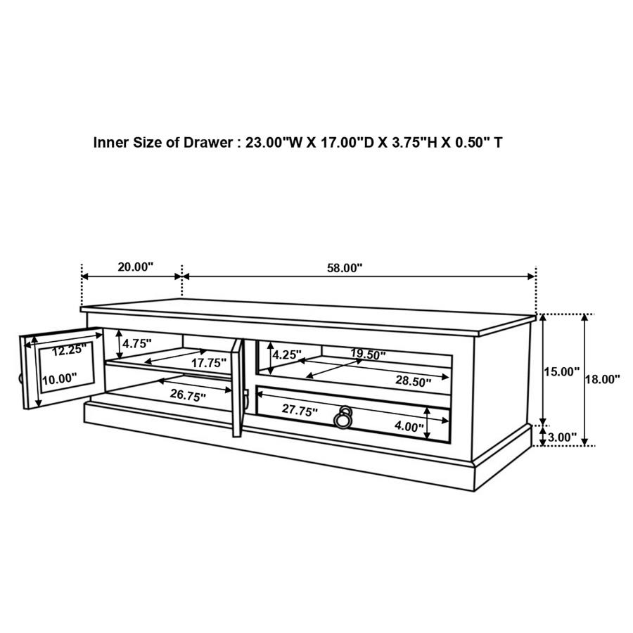 Zabel 2-door Solid Mango Wood 58" TV Stand Natural