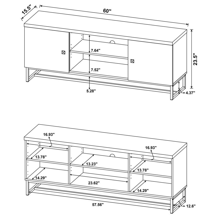 Modal Additional Images for Myles 2-door Engineered Wood 60" TV Stand Rustic Oak