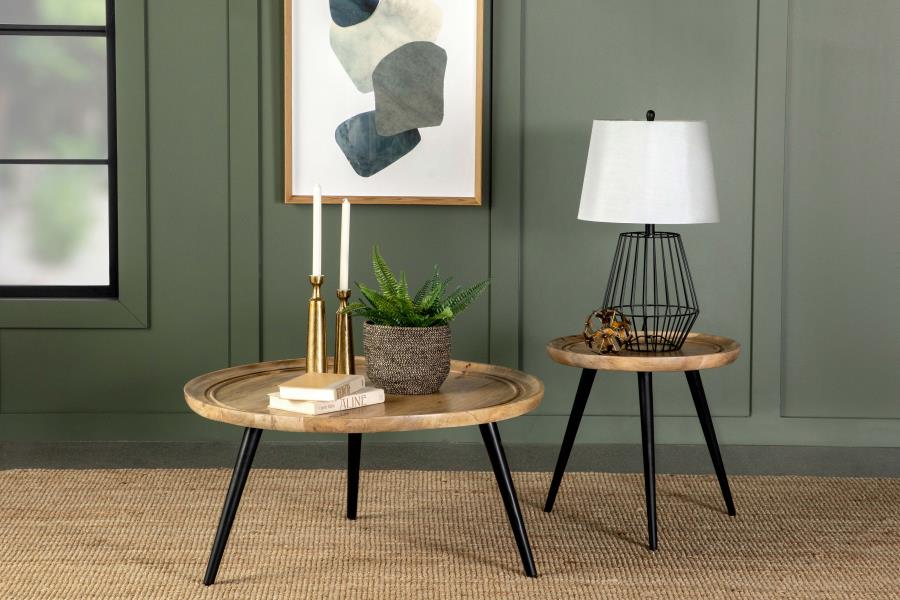 Modal Additional Images for Zoe Round Mango Wood Coffee Table Natural and Black
