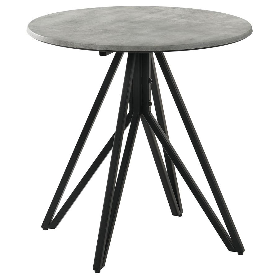 (image for) Hadi Round SmartTop Side End Table Cement and Gunmetal