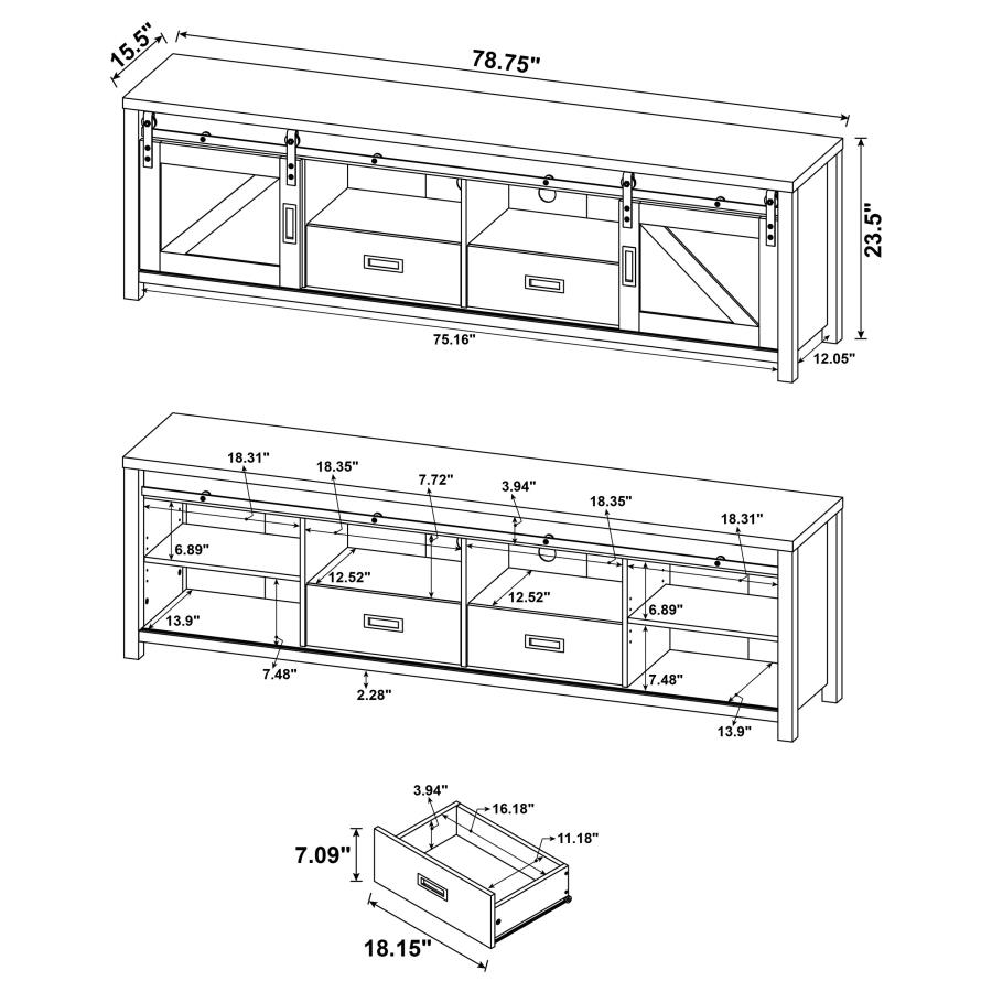 Modal Additional Images for Madra 2-door Engineered Wood 79" TV Stand Distressed Pine
