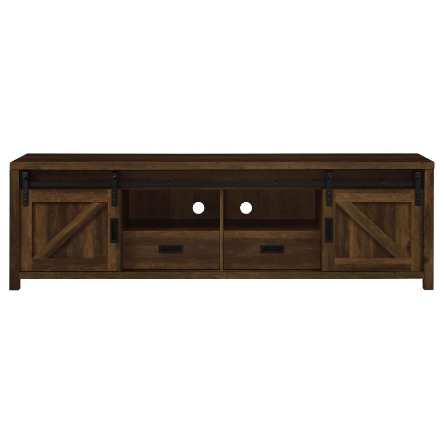Madra 2-door Engineered Wood 79" TV Stand Dark Pine