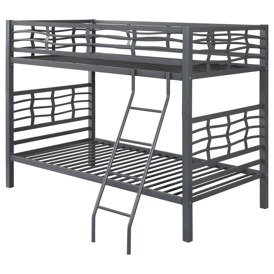 (image for) Fairfax Metal Twin Over Twin Bunk Bed Light Gunmetal