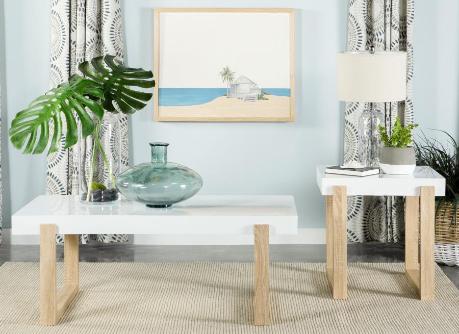 Modal Additional Images for Pala Rectangular Coffee Table White High Gloss and Natural
