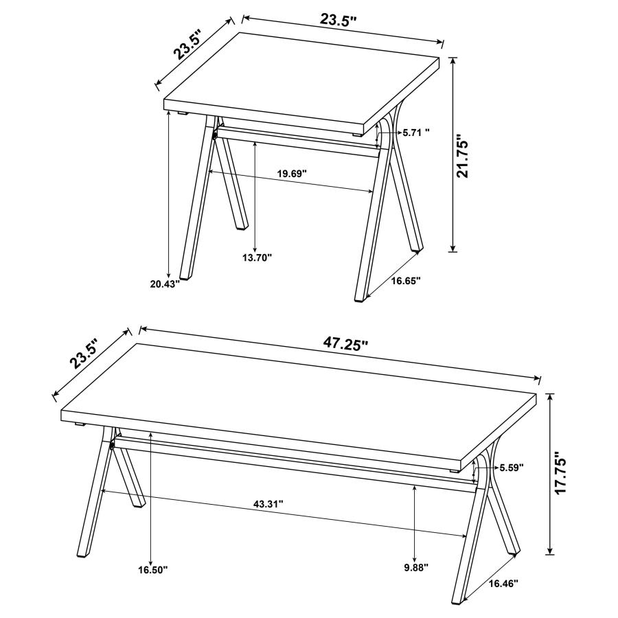 Modal Additional Images for Colmar 3-piece Engineered Wood Coffee Table Set Golden Oak