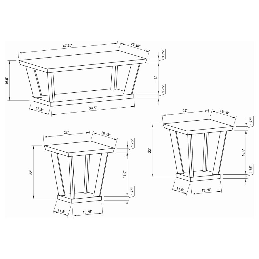 Modal Additional Images for Aminta 3-piece Coffee and End Table Set Black